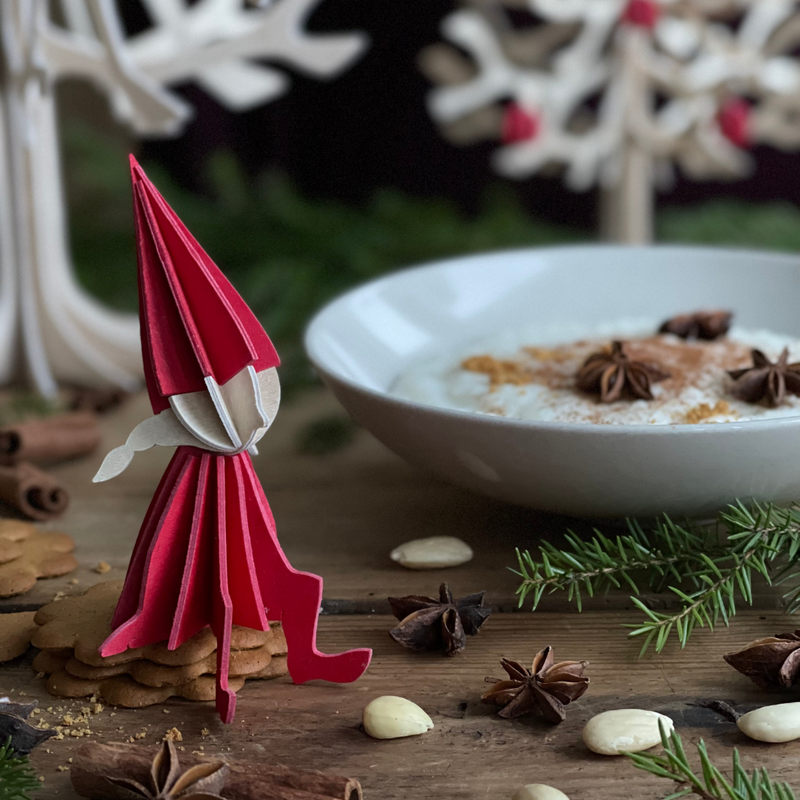 Gingerbread World European Market - Lovi Finland Wooden 3D Puzzle Figures - Red Elf Girl
