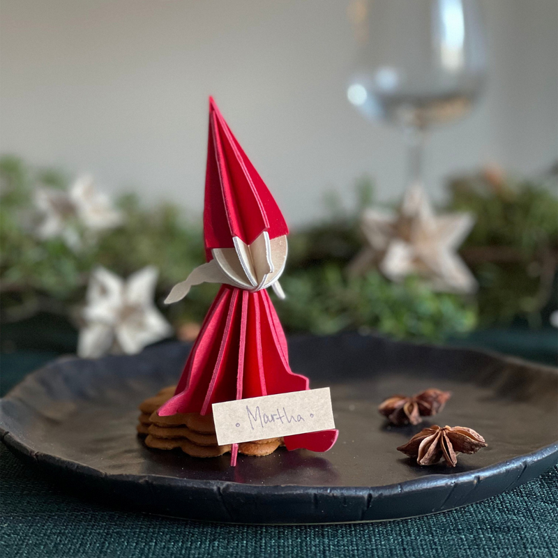 Gingerbread World European Market - Lovi Finland Wooden 3D Puzzle Figures - Red Elf Girl