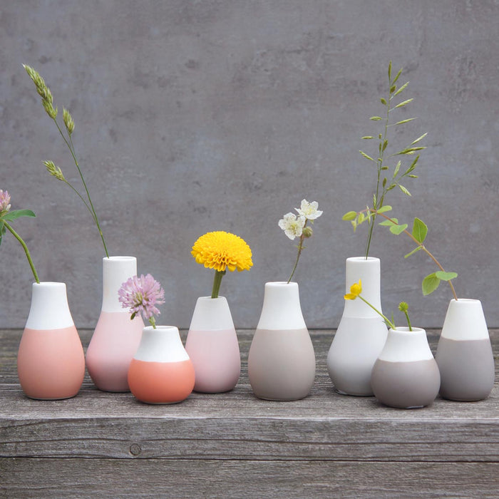Gingerbread World European Market - Raeder Design Stories Porcelain Flower Mini Vase – Pastels Grey Set of 3 - 13615