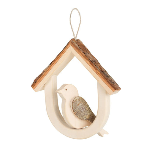 Gingerbread World European Market - Waldfabrik Wood Folk Art - Window Decoration Little Wooden Bird in House 4701