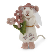 Gingerbread World European Market - White Bunny Bride figure with wedding flowers 16235