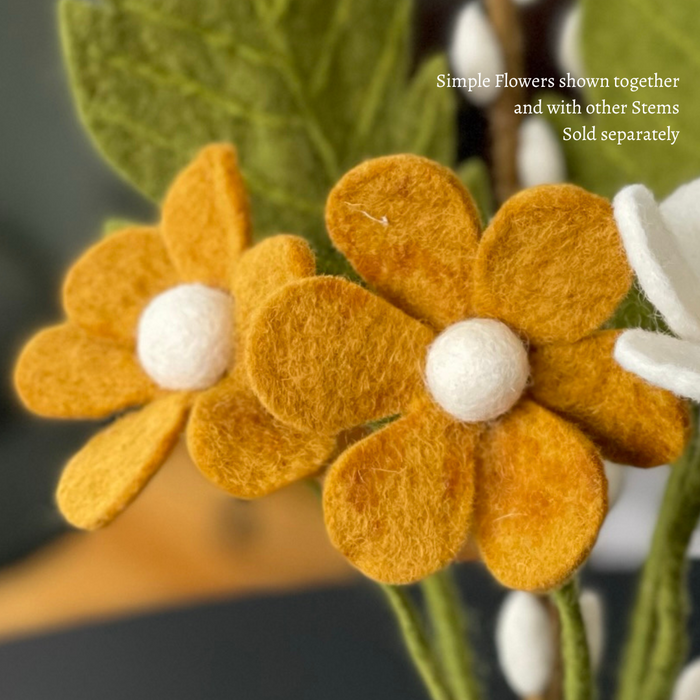 Gingerbread World European Market Gry and Sif Felted Wool Florals - Simple Flower Yellow 10813