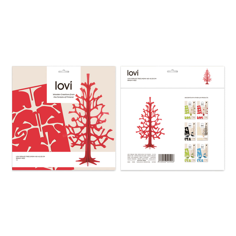 Gingerbread World European Market Lovi Finland 3D Puzzle Ornaments and Trees - Spruce Tree 25 cm Bright Red - packaging