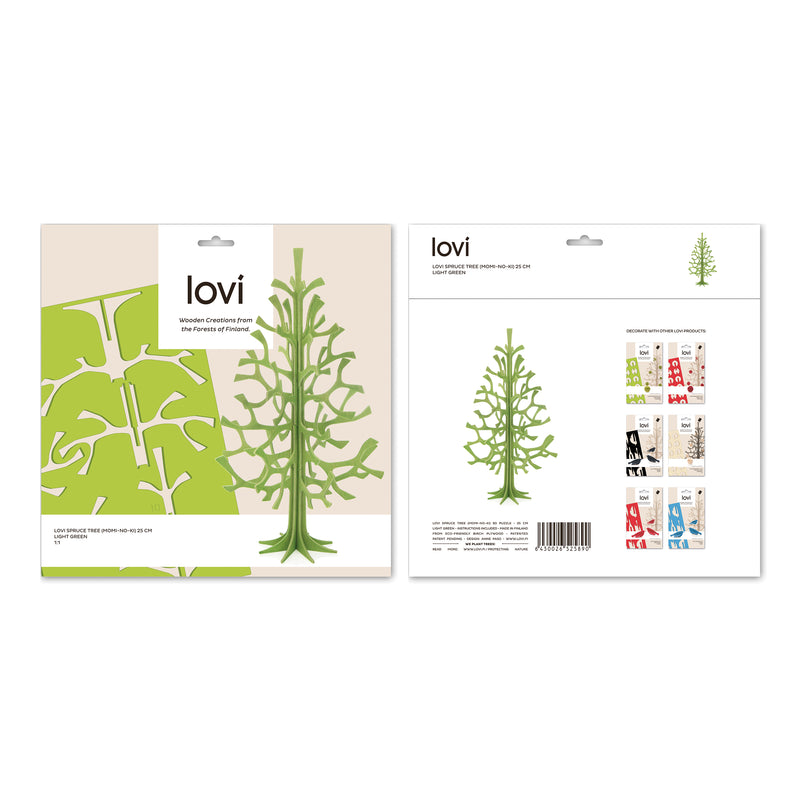 Gingerbread World European Market Lovi Finland 3D Puzzle Ornaments and Trees - Spruce Tree 25 cm Light Green - packaging
