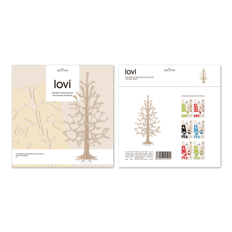 Gingerbread World European Market Lovi Finland 3D Puzzle Ornaments and Trees - Spruce Tree 25 cm Natural Wood - packaging