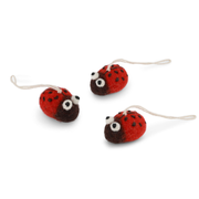 Gingerbread World European Market – En Gry and Sif Felted Wool Uniques – Ladybug Ornaments Set of 3 - 10835