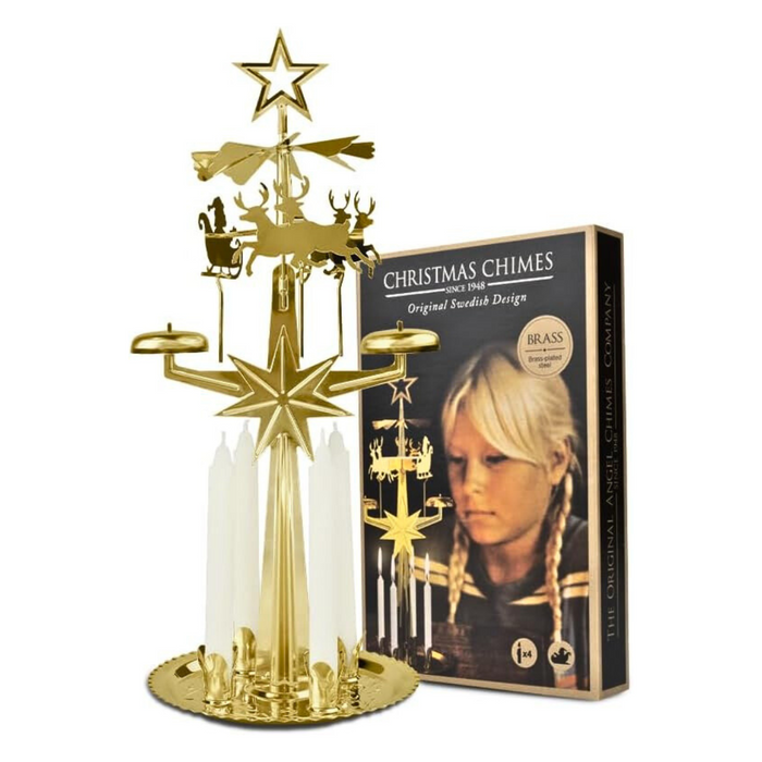 Gingerbread World European Market – Swedish Angel Chimes - Santa Motif - Brass MS842