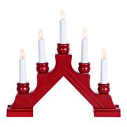 Red wooden candle arch with five LED candles Scandinavian Christmas window decoration – Gingerbread World European Christmas