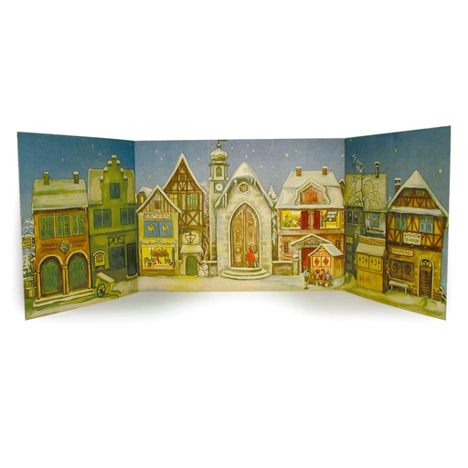 Gingerbread World German Christmas Market Richard Sellmer Vintage Paper Advent Calendar and Festive Backdrop - Little Town from 1946 Item 100