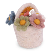 Gry & Sif felted wool miniature flower basket handmade from New Zealand wool with colourful spring flowers.