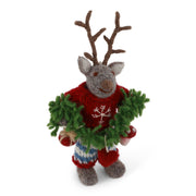 Gingerbread World Gry and Sif Denmark - Felted Wool Deer Ornament with garland 21125