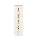 Gingerbread World IB Laursen Denmark – Advent Countdown Pillar Candle – White with Red Numbers 76622-11