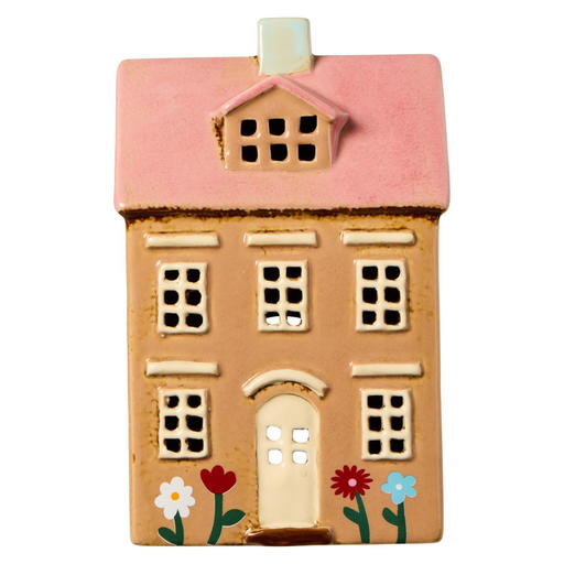 Gingerbread World IB Laursen Denmark – Ceramic Tealight House - Nyhavn Cottage with Pink Roof & Flower Boxes 27690-14 1