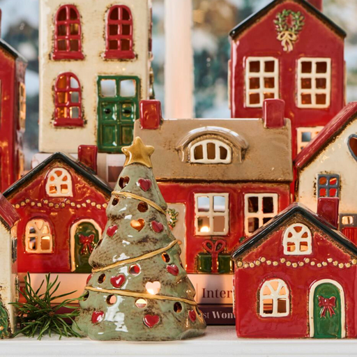 Gingerbread World IB Laursen Denmark – Ceramic Tealight House - Stillenat Christmas Tree 27699-81