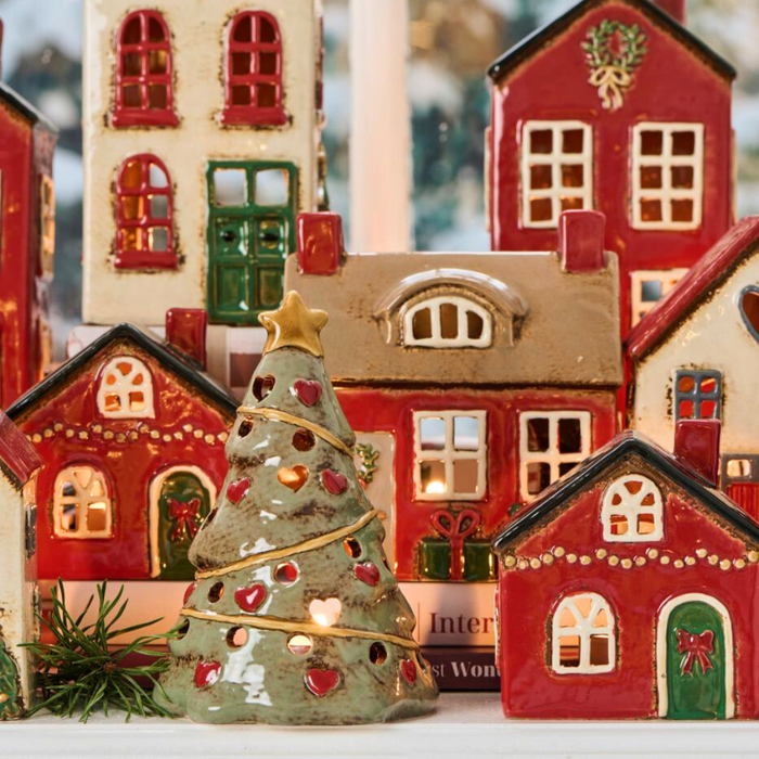 Gingerbread World IB Laursen Denmark – Ceramic Tealight House - Stillenat Christmas Tree 27699-81