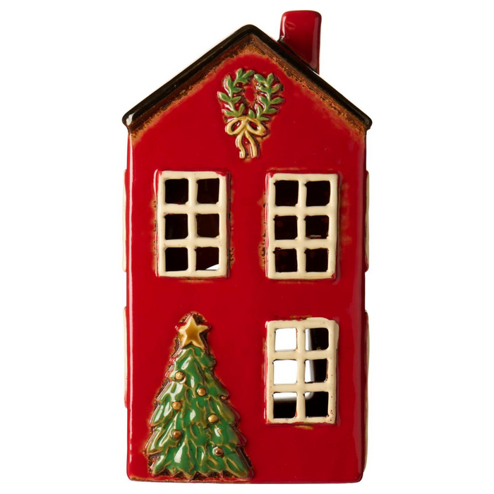 Gingerbread World IB Laursen Denmark – Ceramic Tealight House - Stillenat Cottage with Christmas Tree 27696-33
