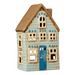 Gingerbread World IB Laursen Denmark – Ceramic Tealight House - Visby Brown Roof Cottage with Blue Door 27681-21