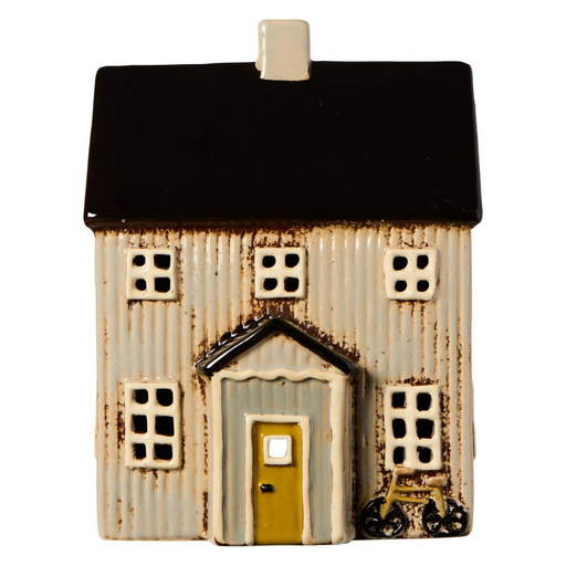Gingerbread World IB Laursen Denmark – Ceramic Tealight House - Visby Cottage with Bicycle & Black Roof 27682-76 1