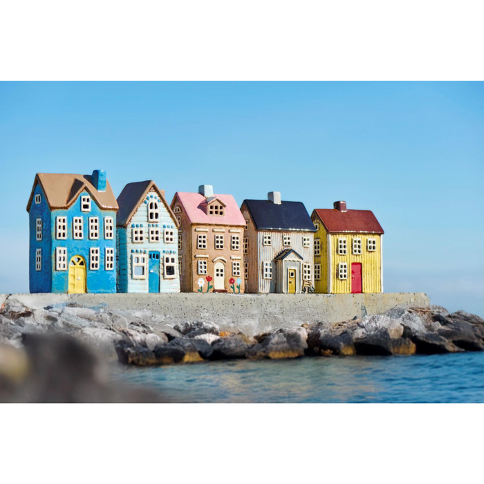 Gingerbread World IB Laursen Denmark – Ceramic Tealight House - Visby Cottage with Bicycle & Black Roof 27682-76 1