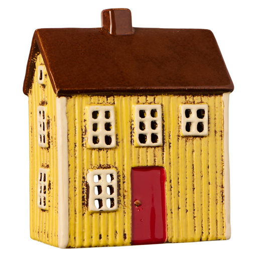 Gingerbread World IB Laursen Denmark – Ceramic Tealight House Visby Yellow Cottage with Red Door 27680-05