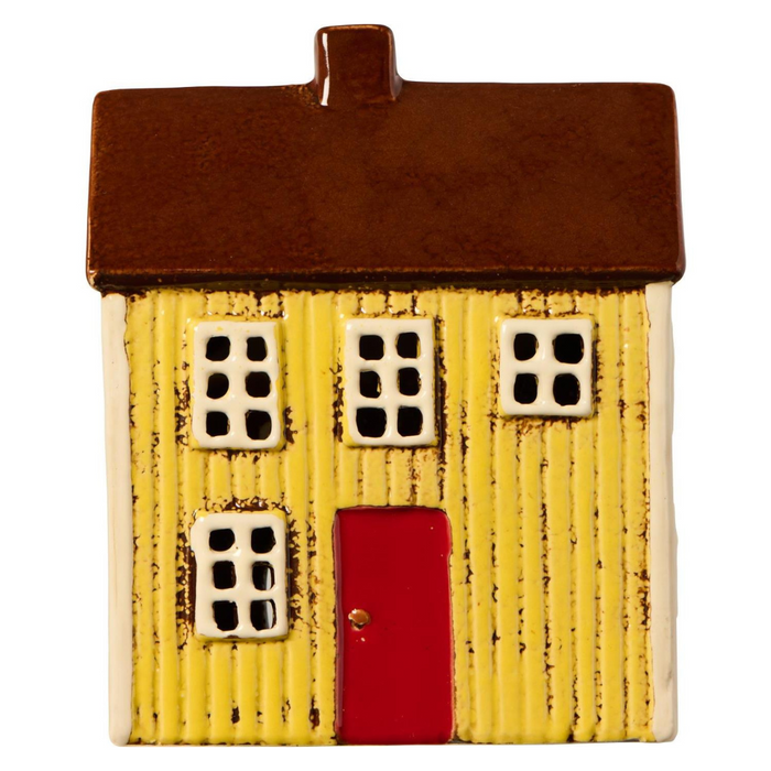 Gingerbread World IB Laursen Denmark – Ceramic Tealight House Visby Yellow Cottage with Red Door 27680-05