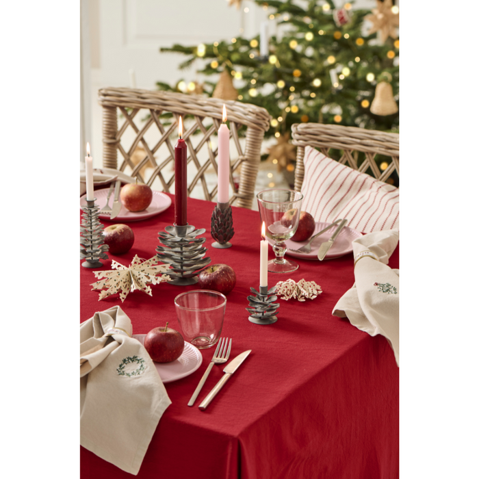 Gingerbread World IB Laursen Denmark – Festive Red Table Cloth with White Stitching 66207-33