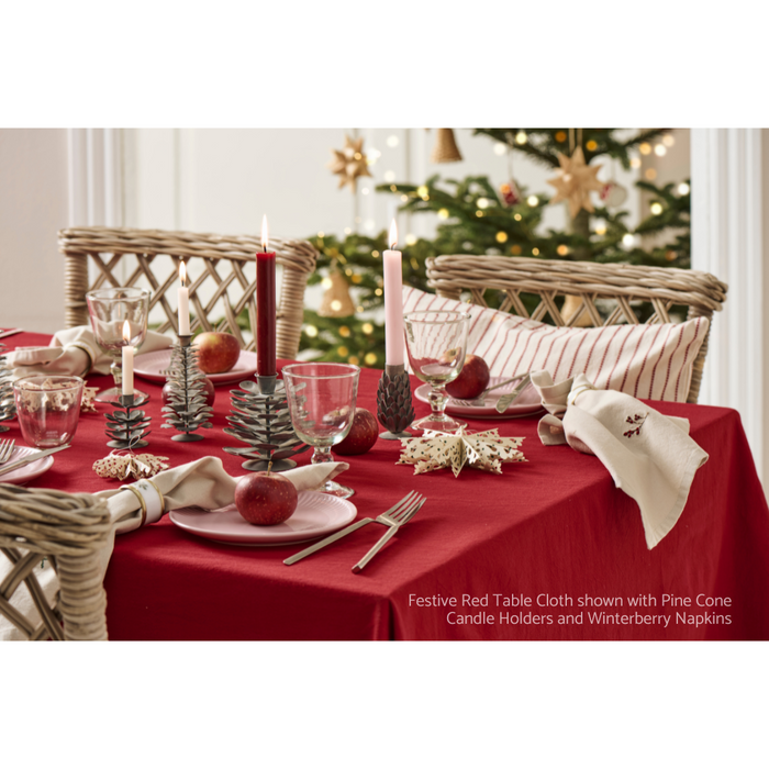 Gingerbread World IB Laursen Denmark – Festive Red Table Cloth with White Stitching 66207-33