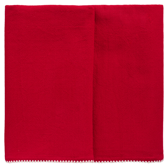 Gingerbread World IB Laursen Denmark – Festive Red Table Cloth with White Stitching 66207-33