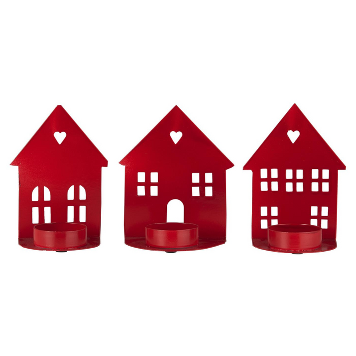 Gingerbread World IB Laursen Denmark – House Motif Tealight Candle Holders - red - 90165-33