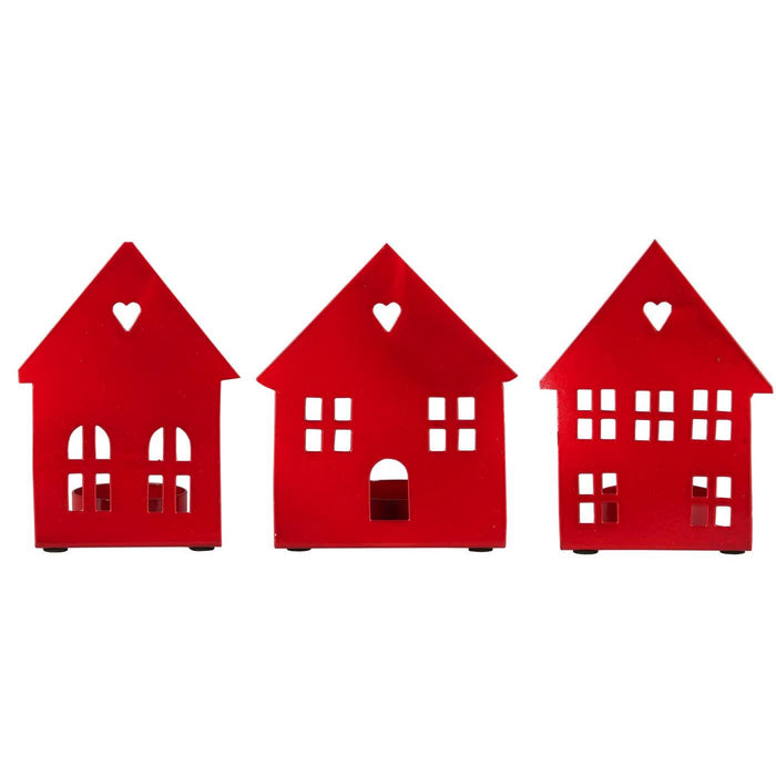 Gingerbread World IB Laursen Denmark – House Motif Tealight Candle Holders - red - 90165-33