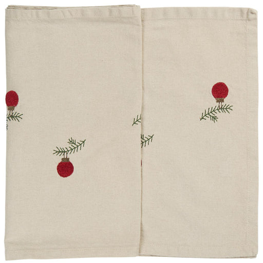 Gingerbread World IB Laursen Denmark – Linen Table Runner with Christmas ornament on spruce twig 6340-76