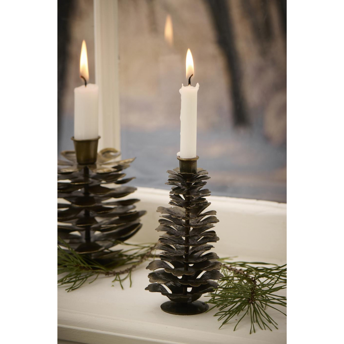 Gingerbread World IB Laursen Denmark – Metal Pine Cone Candle Holder, Antique Gold, 12 cm 57006-17
