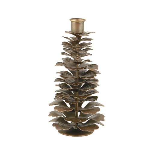 Gingerbread World IB Laursen Denmark – Metal Pine Cone Candle Holder, Antique Gold, 12 cm 57006-17