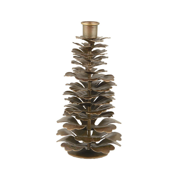Gingerbread World IB Laursen Denmark – Metal Pine Cone Candle Holder, Antique Gold, 12 cm 57006-17