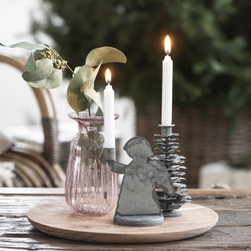Gingerbread World IB Laursen Denmark – Metal Pine Cone Candle Holder, Antique Pewter, 12 cm 57006-18