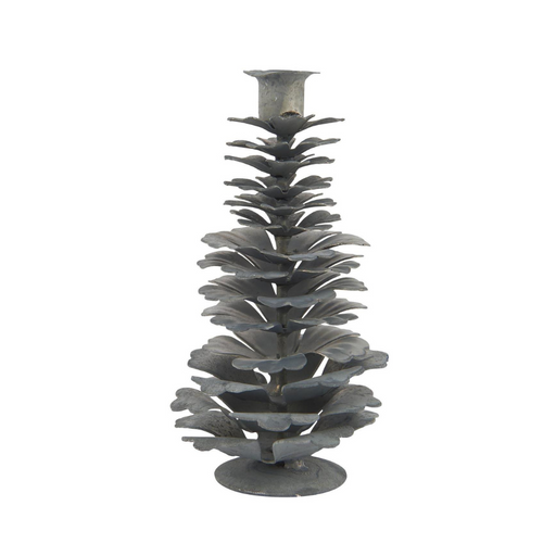 Gingerbread World IB Laursen Denmark – Metal Pine Cone Candle Holder, Antique Pewter, 12 cm 57006-18