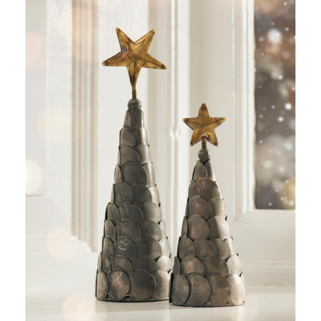 IB Laursen Metal Christmas Trees – Antique Pewter with Gold Star