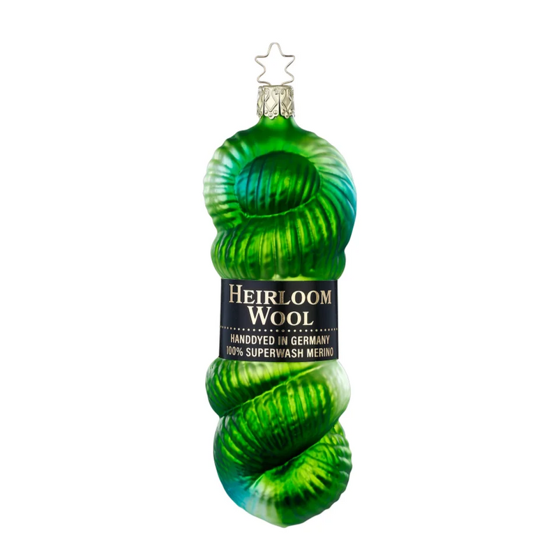 Gingerbread World Inge-Glas Blown Glass Ornament – Skein of Wool Green 10171S025