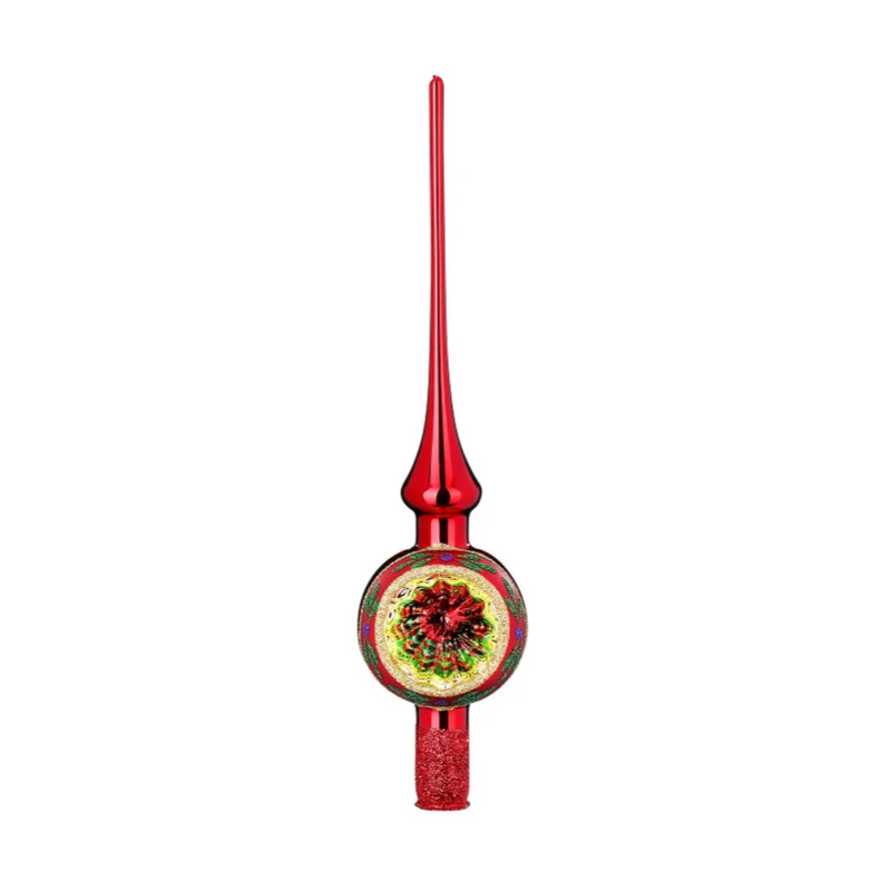 Gingerbread World Inge-Glas Blown Glass Ornament – Tree Topper Small Red 20690R021