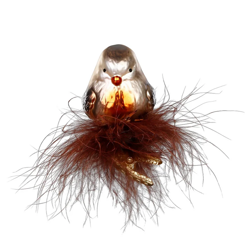 Gingerbread World Inge-Glas Blown Glass Ornaments - Brownie Clip On Bird 10159S025