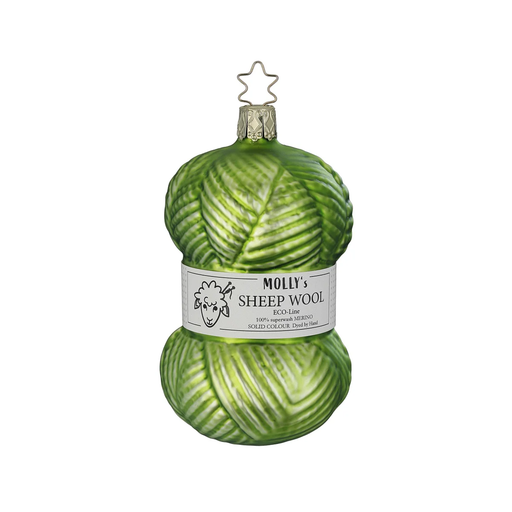 Gingerbread World Inge-Glas Canada - Mouthblown Glass from Germany - Knitting Ornament Ball of Apple Green Yarn