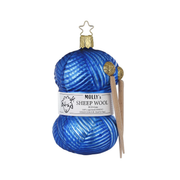 Gingerbread World Inge-Glas Canada - Mouthblown Glass from Germany - Knitting Ornament Ball of Blue Yarn with Knitting Needles