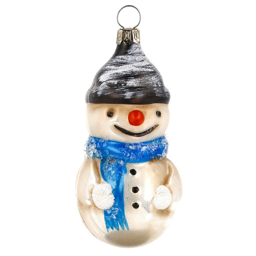 Gingerbread World Marolin Glass Ornament Snowman with Scarf Patinated