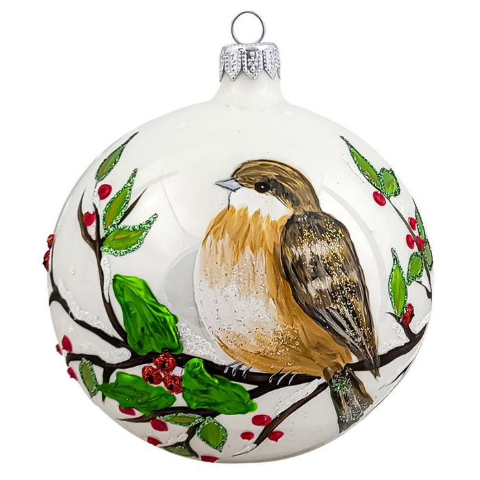 Gingerbread World Polish Blown Glass Ornament – Hand-Painted Songbird Christmas Ball 304201