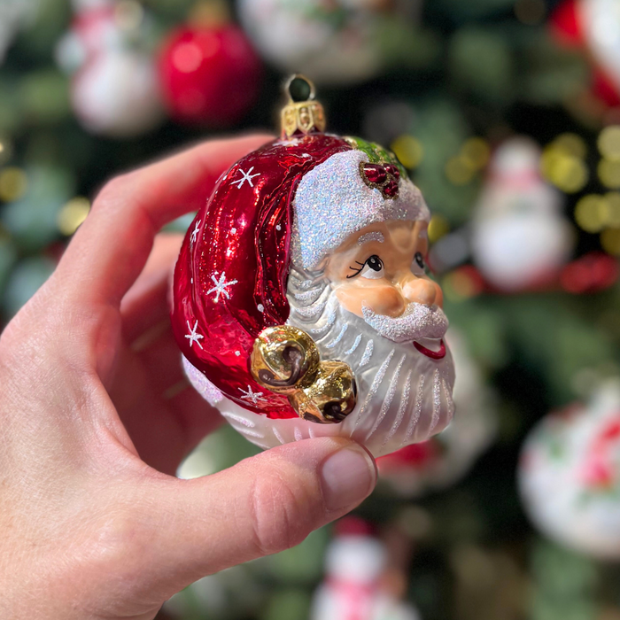 Gingerbread World Polish Blown Glass Ornament – Smiling Santa Face 304002
