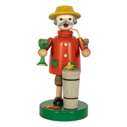 Handcrafted Richard Glässer German vintner incense smoker with a pipe, wine goblet and barrel of grapes, made in Seiffen, Germany.