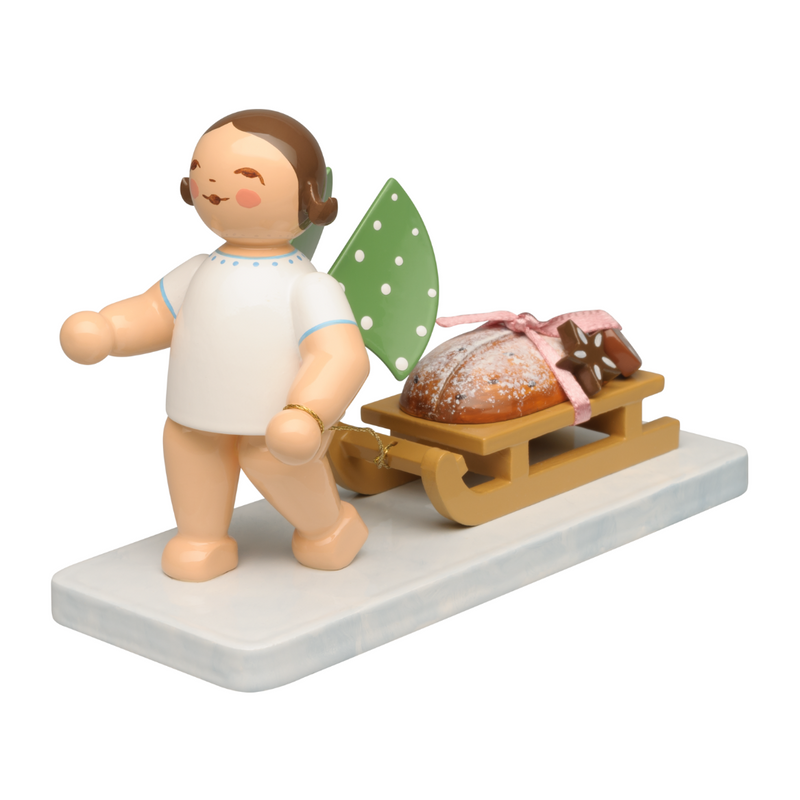 Gingerbread World Wendt und Kuehn - Angel with Christmas Stollen and Lebkuchen 650-173 Dark Hair