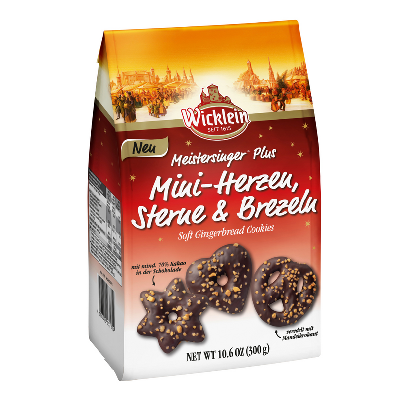 Gingerbread World Wicklein Lebkuchen Canada - Lebkuchen Hearts, Stars & Pretzels – Dark Chocolate 7347