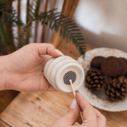 "Mimi & August" Ceramic Match Pot with integrated striker for candles and wax melt warmers.