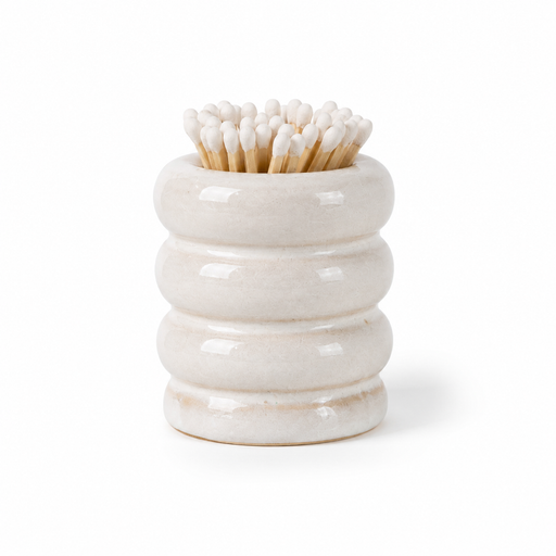"Mimi & August" Ceramic Match Pot with integrated striker for candles and wax melt warmers.